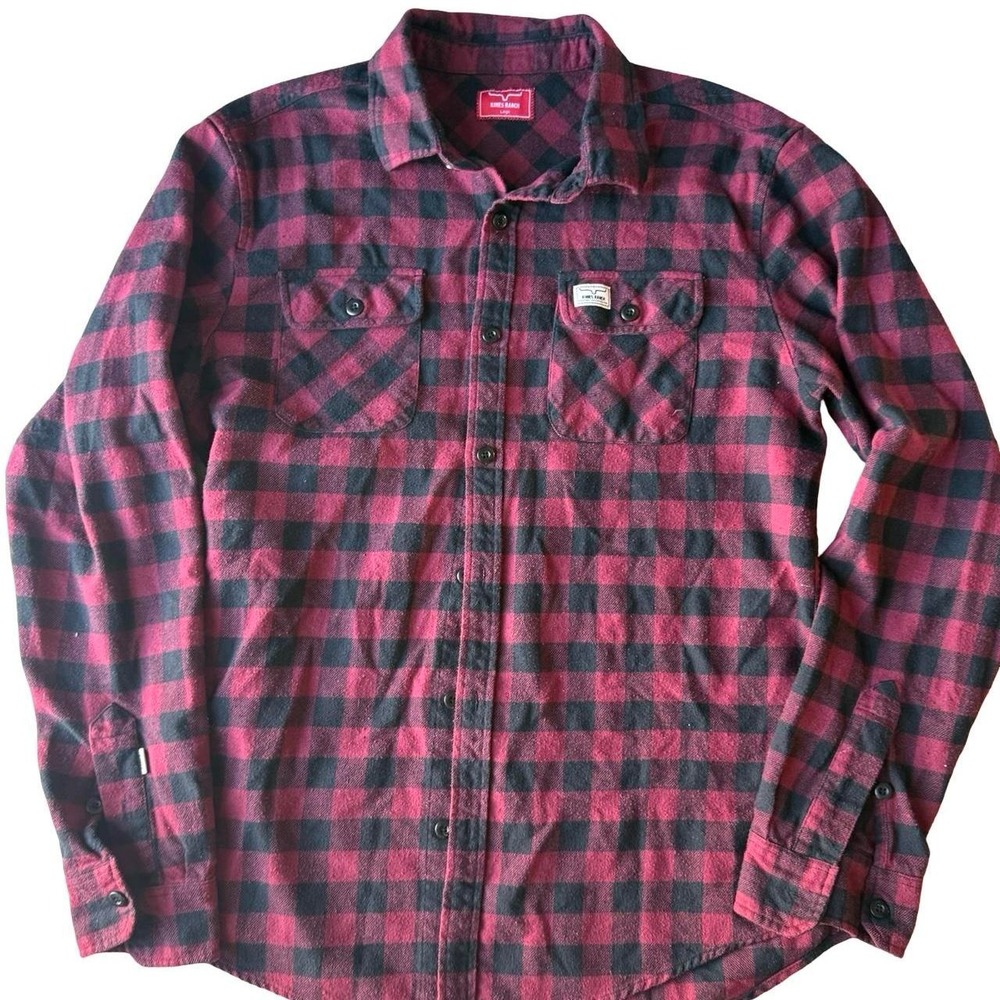 Men's Kime's Ranch Red and black plaid button-up shirt size large - Picture 2 of 8